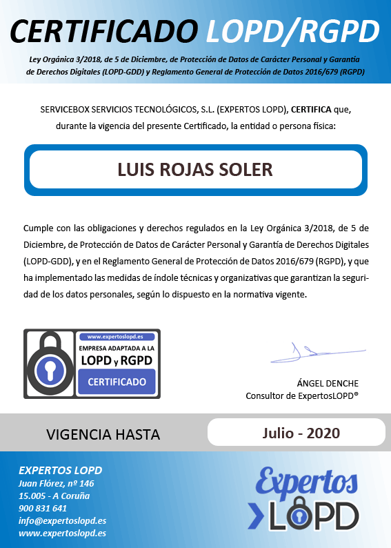 Certificado RGPD SoloBragas.com