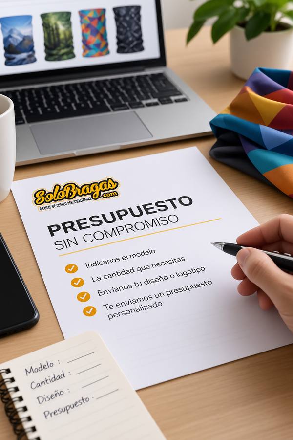 Presupuesto sin compromiso para bragas de cuello personalizadas SoloBragas
